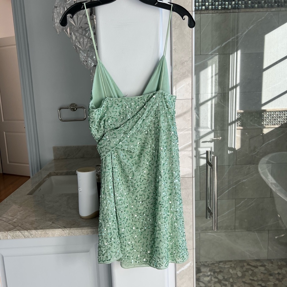 ALICE + OLIVIA CELESTINE EMBROIDERED WRAP DRAPED MINI DRESS - Picture 11 of 15